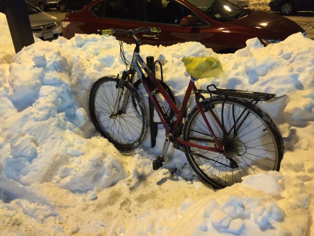 Snow bicycle in the South End