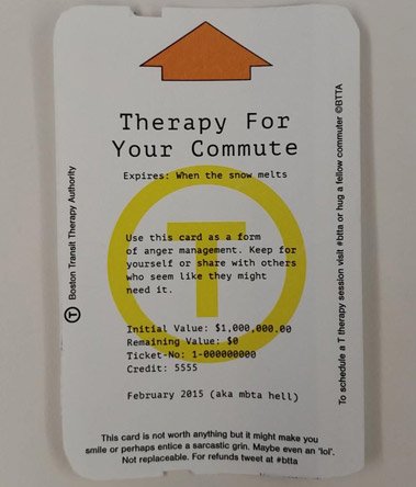 MBTA therapy ticket: Therapy for your commute