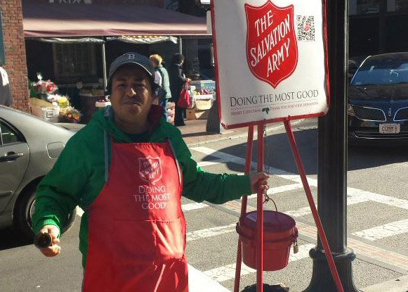 Salvation Army bell ringer in Downtown Crossing