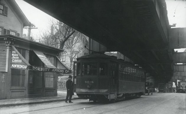 Trolley under an el