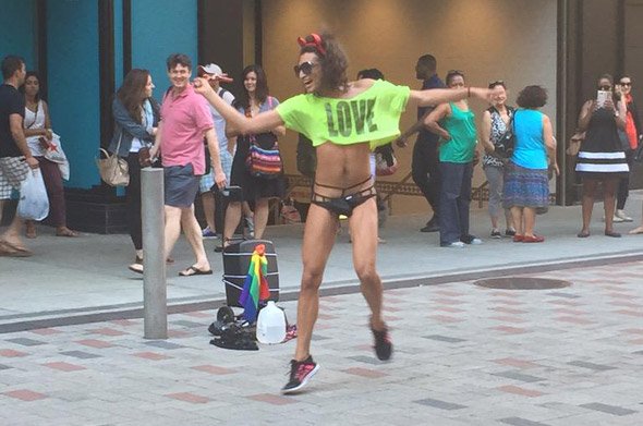 Dancing guy in Downtown Crossing in Boston