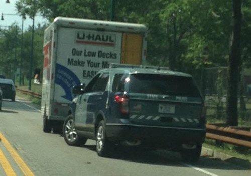 State Police with stopped U-Haul