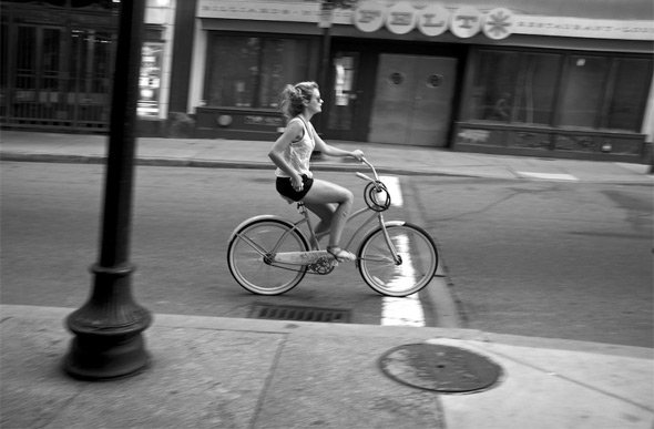 Bicycling down Washington Street