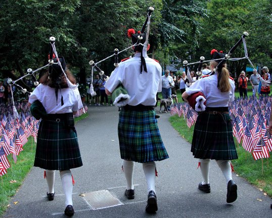 Bagpipers at 9/11 ceremony in Boston