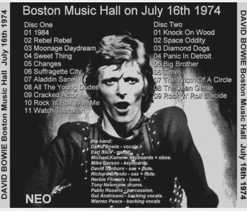 David Bowie in Boston in 1974