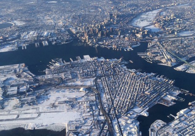 Snow covers Boston