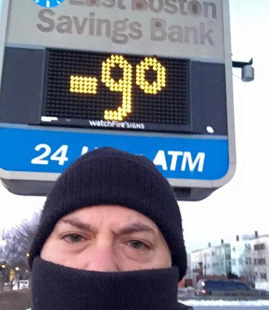 Thermometer reads -9 in East Boston