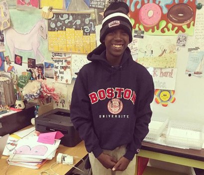 Student with new hoodie