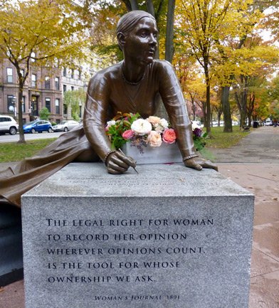 Lucy Stone statue on Commonwealth Avenue in the Back Bay
