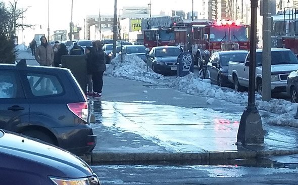 Water flowing from CVS at Commonwealth Avenue and St. Paul Street