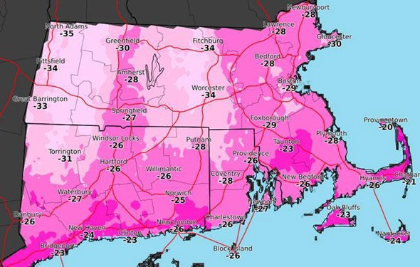 Cold wind chills across southern New England