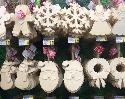 Christmas ornaments for sale at AC Moore in Dedham