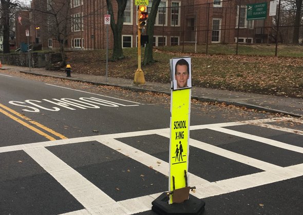 Tom Brady pedestrian-crossing sign