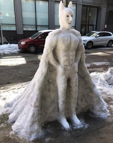Batman snowman in the Leather District