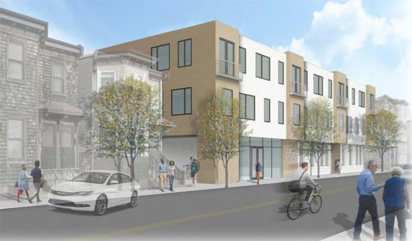 Architect's rendering of 656 Saratoga St. proposal in East Boston