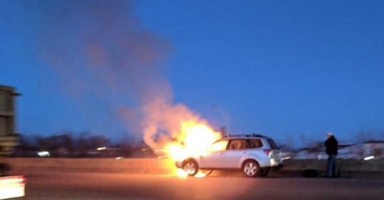 Car on fire on I-93