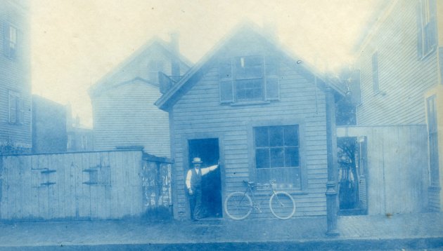 Early bike shop in old Boston
