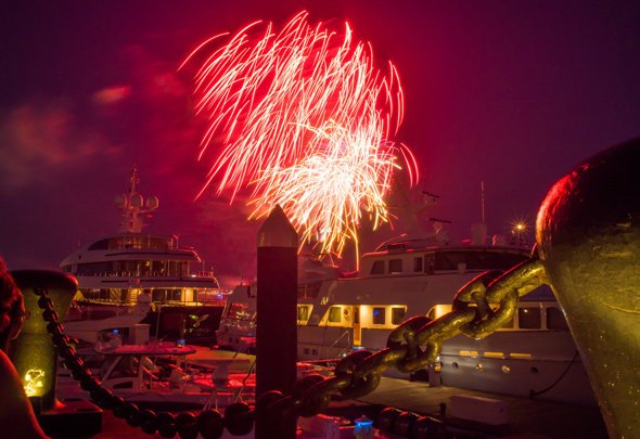 Fireworks over Boston Harbor