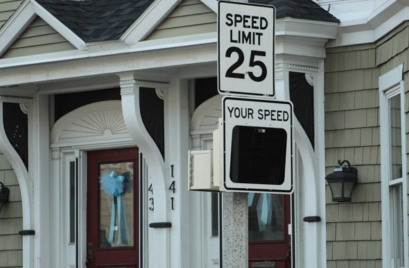 New speed sign on L Street in South Boston