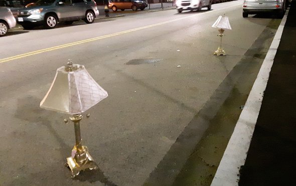 Lamps used as space savers in South Boston