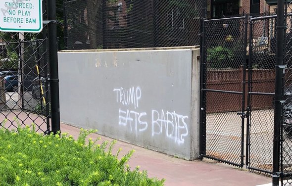 Graffiti: Trump eats babies