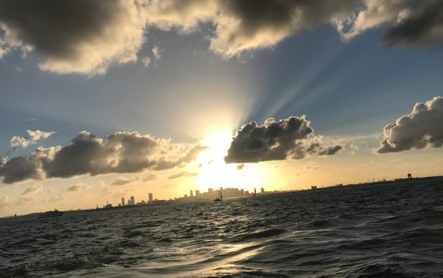 Boston from the water on the way to Quincy