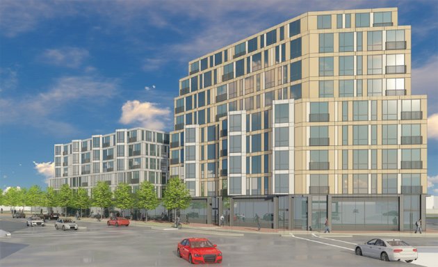 Architect's rendering of proposed 135 Dudley St. buildings