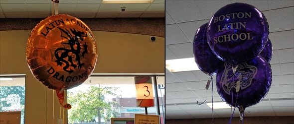 Boston Latin balloons in West Roxbury