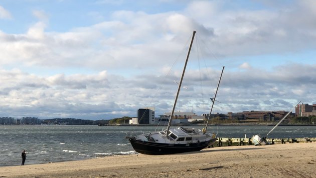 Two boats on Carson Beach