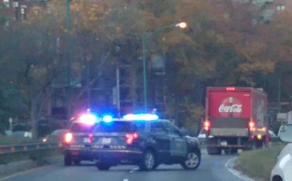 Coke truck being turned around on Storrow Drive