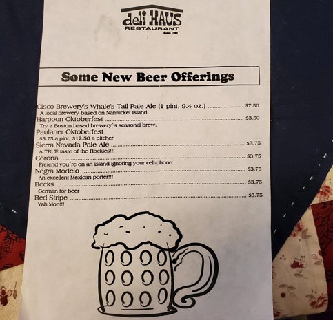 New beer offerings at the Deli Haus in Kenmore Square