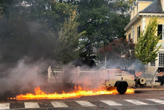 Street on fire in Cambridge