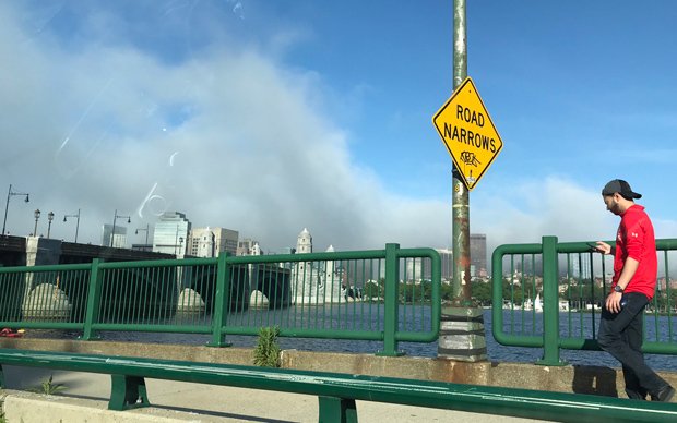 Fog rolling in over Boston