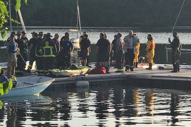 Firefighters at Jamaica Pond