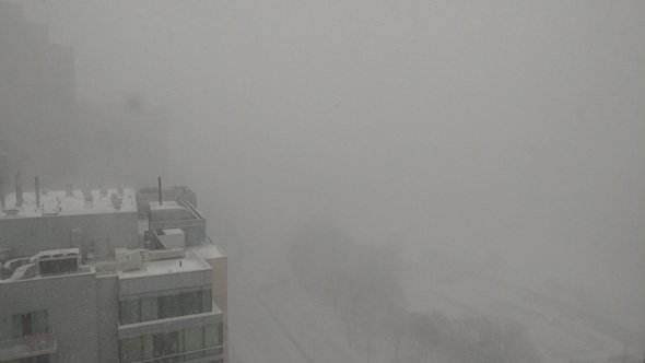 Poor visibility in the snowstorm