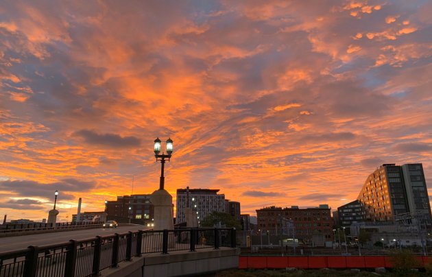 Red skies over South Boston