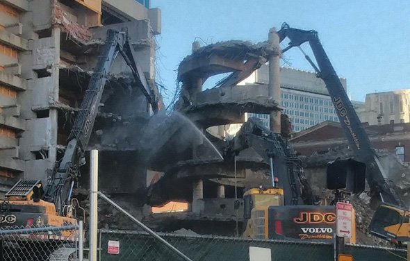 Government Center garage getting taken apart