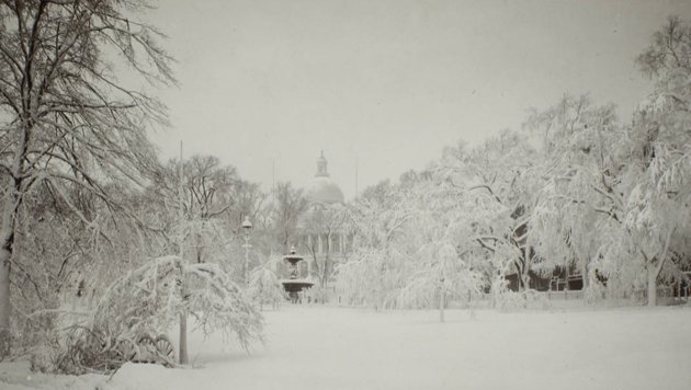 State House in the snow in 1898