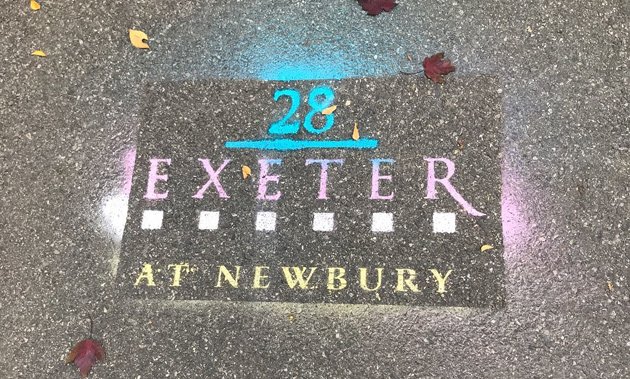 Stenciled ad for 28 Exeter