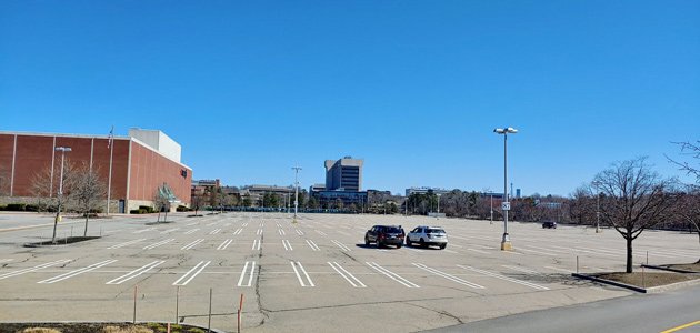Empty Burlington Mall parking lot