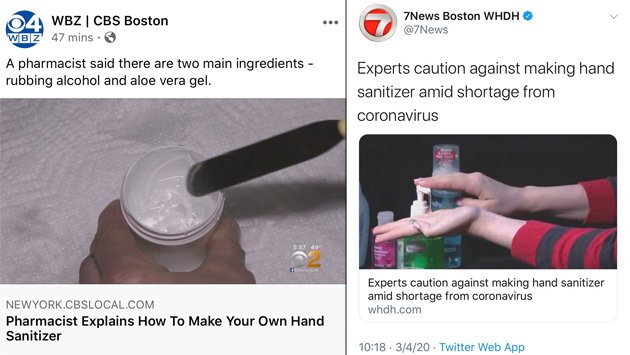 WBZ shows how to make your own hand gel, WHDH says that's dangerous