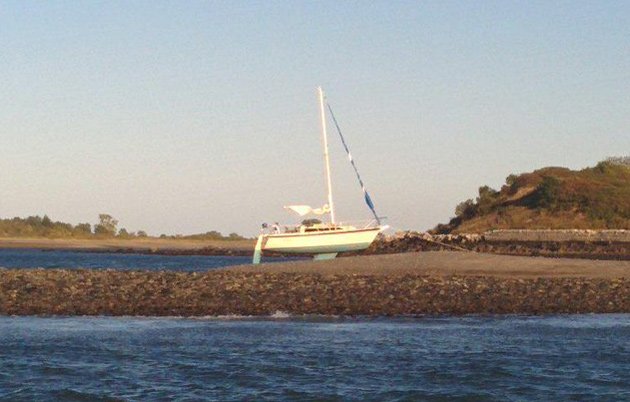 Boat aground on Nix's Mate