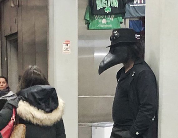 Plague doctor on the Blue Line