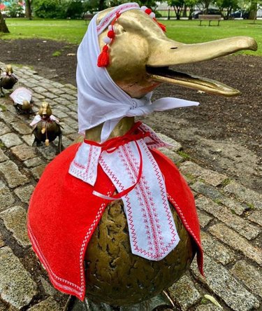 Public Garden duck familiy celebrates Belarussian Independence Day