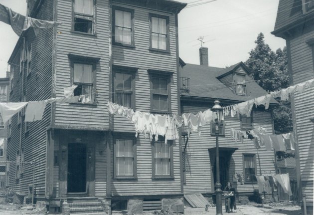 Clothes lines in old Boston