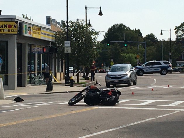 Motorcycle down on Centre Street