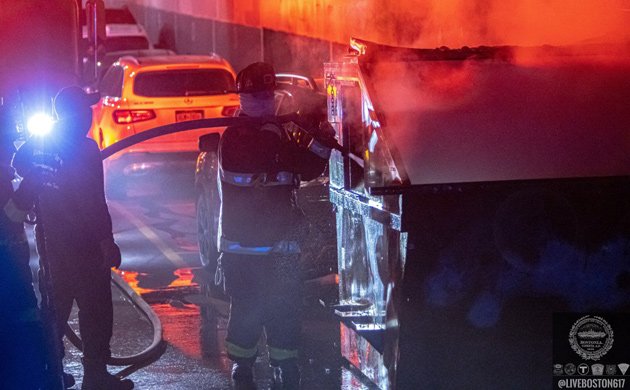 Firefighters put out a Fenway dumpster fire