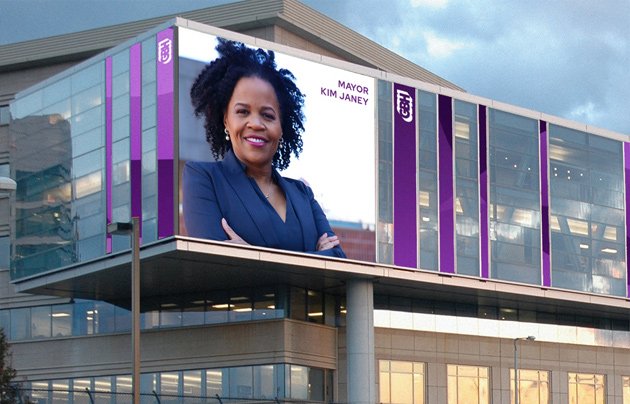 Mayor Janey on WGBH billboard in Brighton