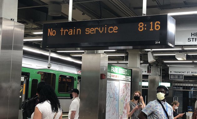 No train service on the Green Line