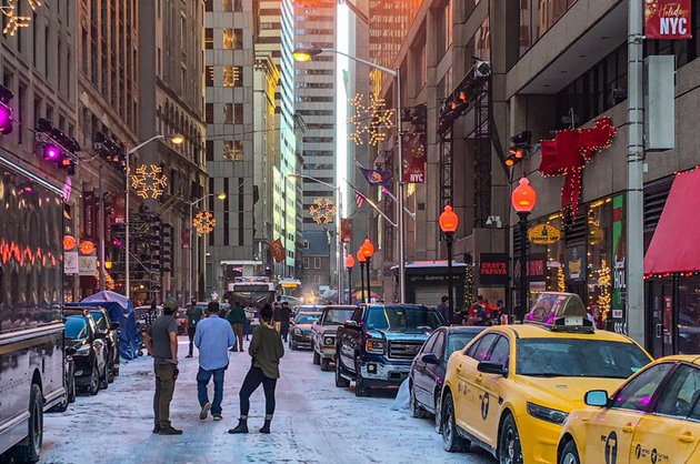 Snow Devonshire Street made to look like a New York street